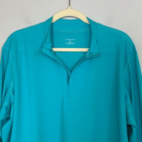 Lands End Shirt Mens Size XL 46-48 Blue Rapid Dry 1/4 Zip Pullover Active Golf - Picture 2 of 7